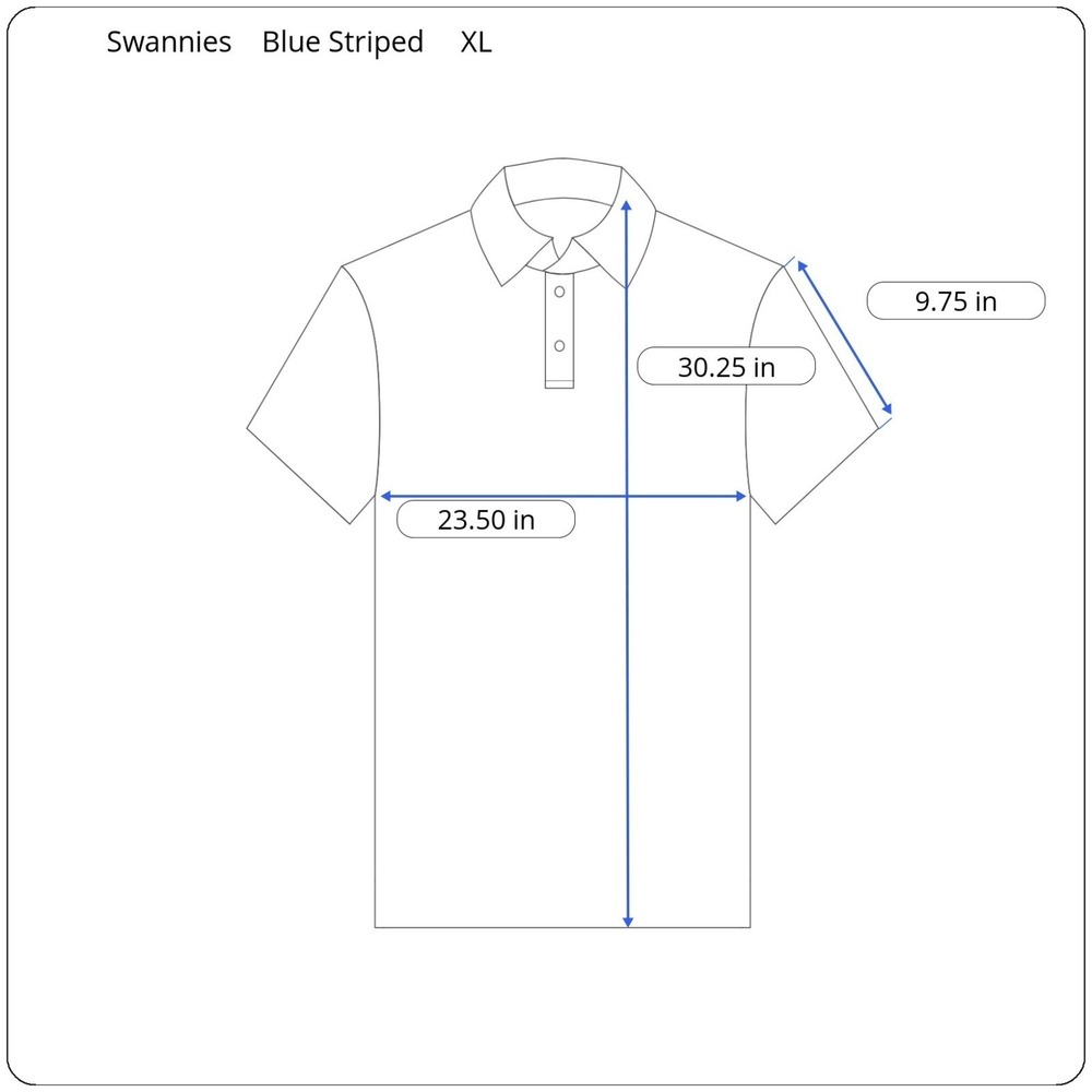 Swannies Performance Golf Polo Shirt Men's XL Short Sleeve Blue Micro-Stripe - Picture 3 of 7
